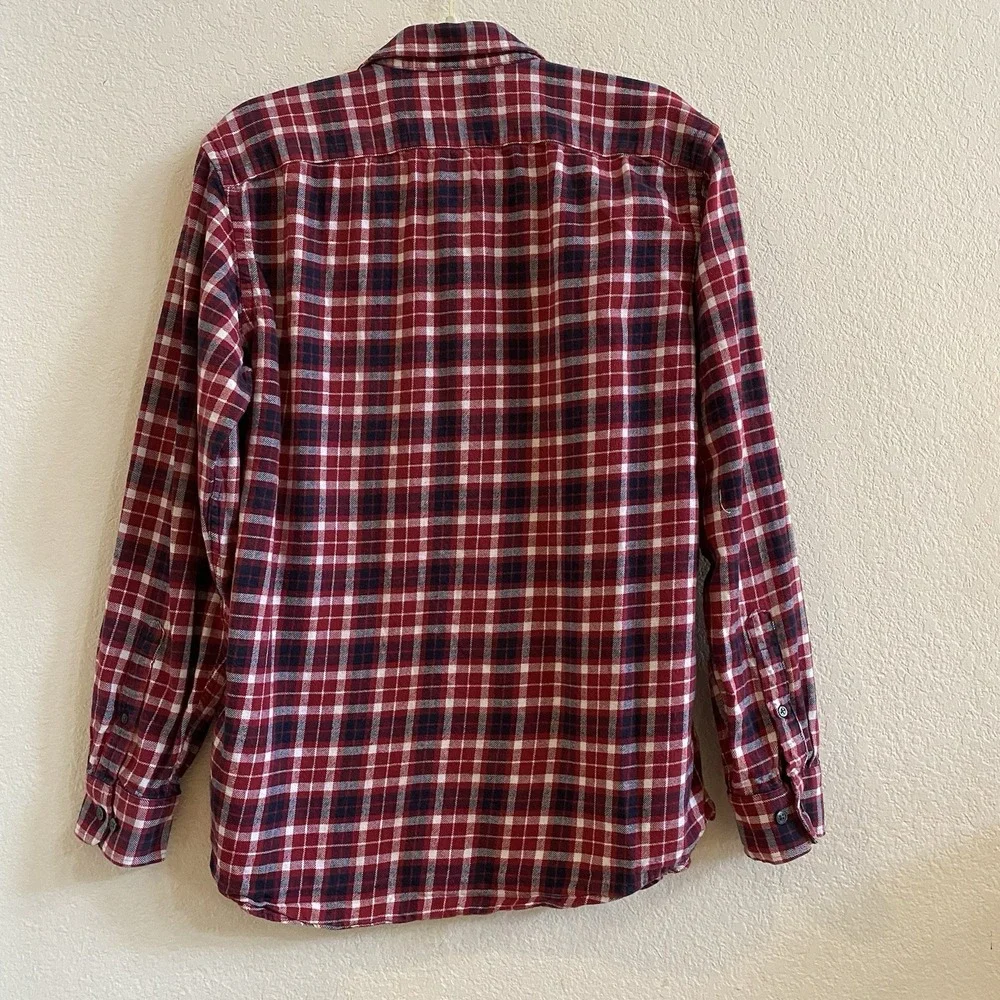 Banana Republic Mens Shirt Large‎ Red Plaid Flannel Long Sleeve Button Up Cotton